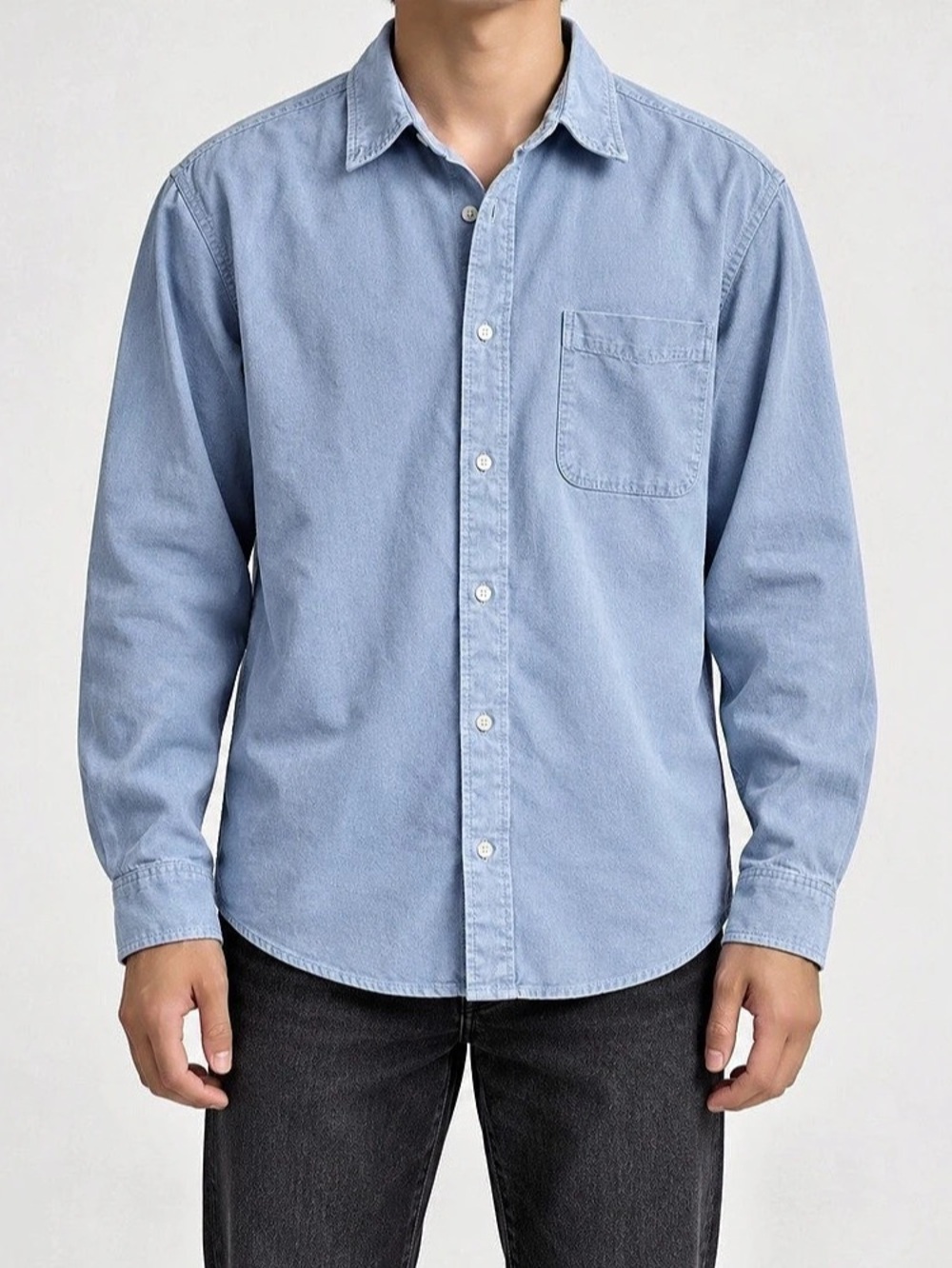 UNIQLO Men Oxford Slim-Fit Long-Sleeve Shirt Blue Medium